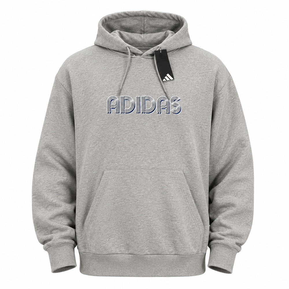 Adidas 3D Retro 70s Striped Logo Hoodie Mens 4XLT 4XL Tall Gray Disco Groovy NWT
